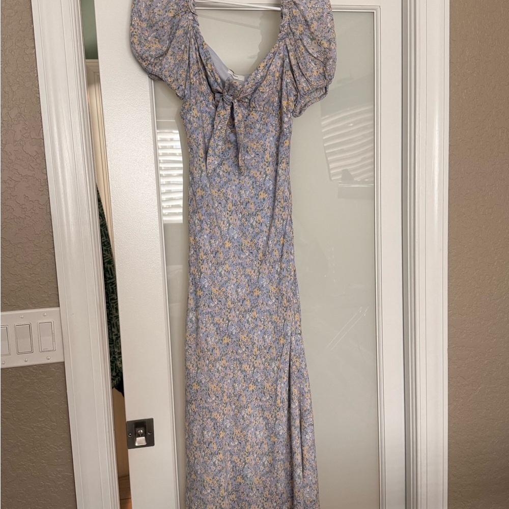 Blue and Yellow Floral Maxi Dress